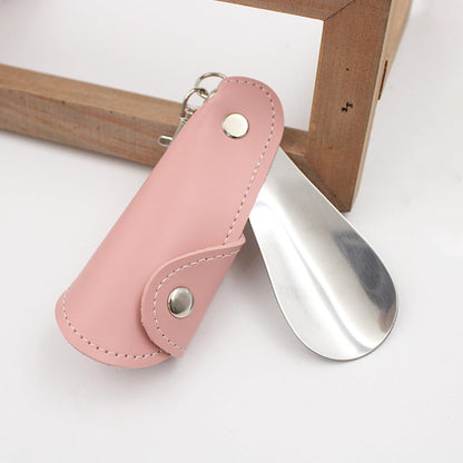 Metal Shoe Horn with Holster, 1 Pc Foldable Shoe Horn with Keychain, Travel Mini Stainless Steel Shoe Spoon