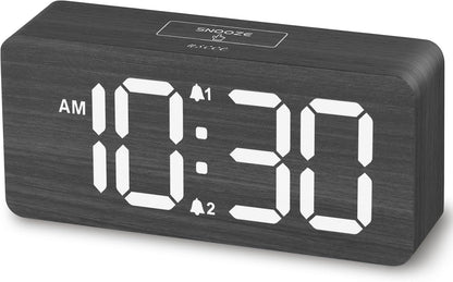 uscce Wooden Digital Alarm Clocks for Bedrooms with 0-100% Dimmable Display