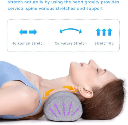 Cervical Neck Roll Traction Pillow ,Neck Shoulder Muscle Relaxer ,Cervical Spine Alignment & Tension Relief & No More Neck Pain &Breathable Pillowcase, Memory Foam, for Bed, Legs, Back and Yoga ﻿