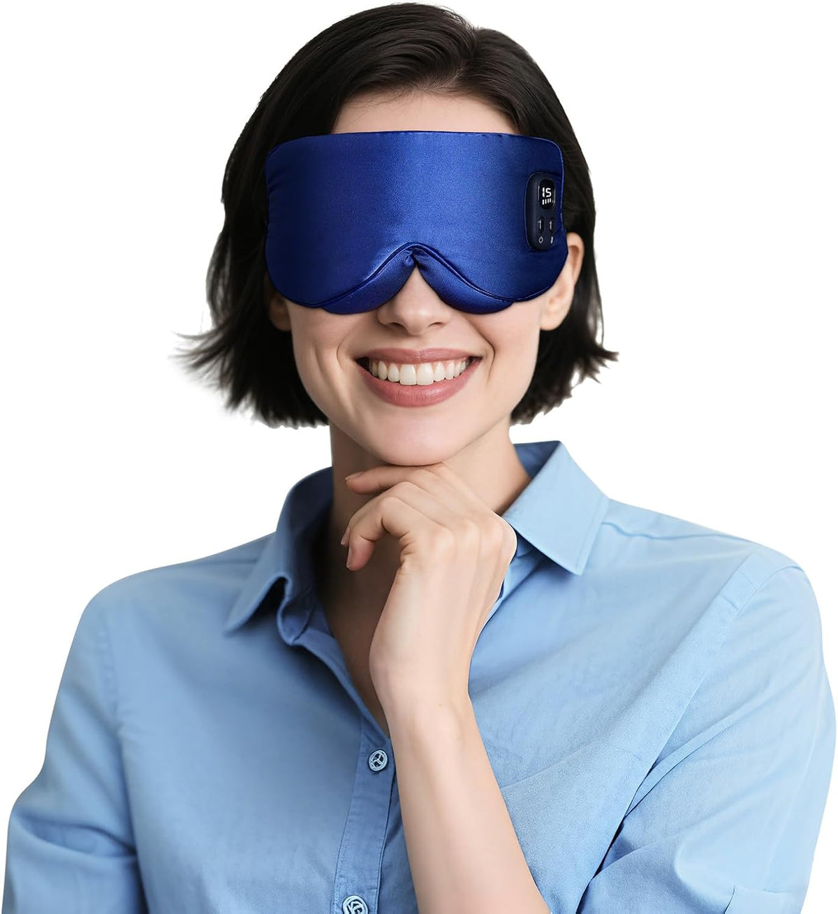 Heated Eye Mask for Dry Eye Relief, Cordless Warm Compress Sleep Mask with 4 Heat Settings & Timer, Rechargeable Silk Eye Warmer for Migraine, Travel, Women Men Black