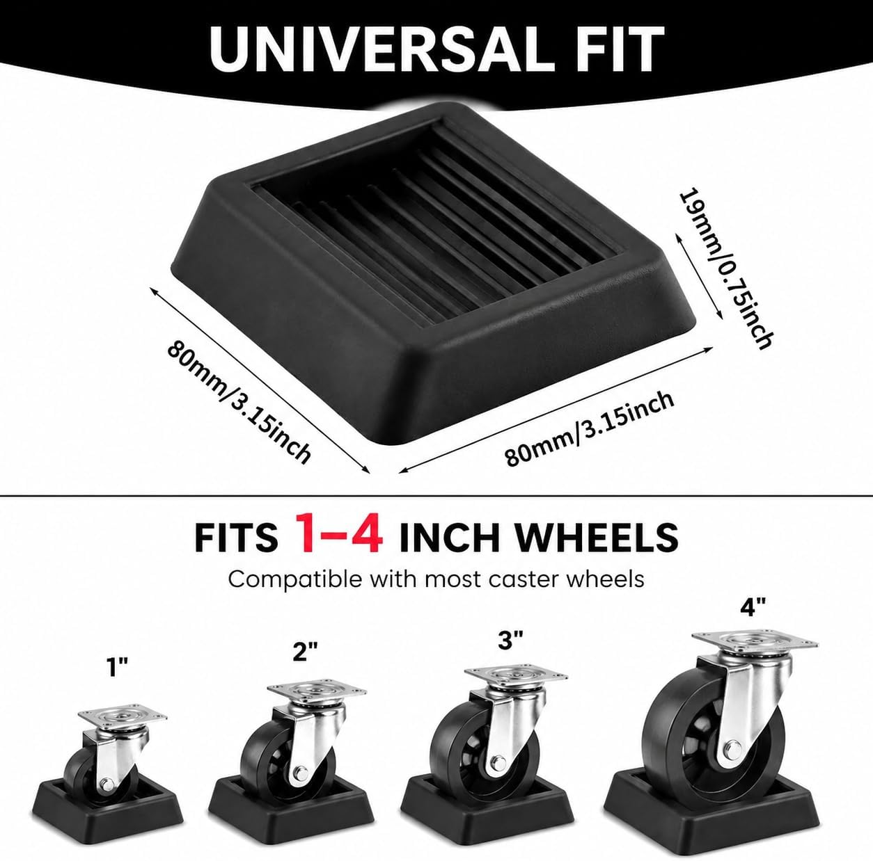 Non Slip Furniture Pads Wheel Stoppers for Office Chairs Beds Couches Prevent Sliding on Carpet Hard Floors Fits 1-4 Inch Wheels Silicone Caster Cups Durable Grips (10 PCS)