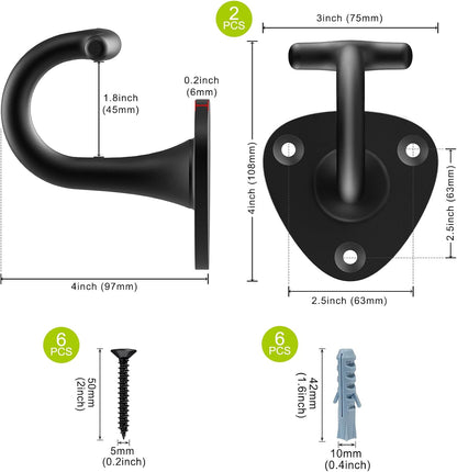 Dog Leash Hooks for Wall Black Dogs Leash Wall Mount Dog Hook for Leashs for Secure and Escape-Proof Hook for Lead Management