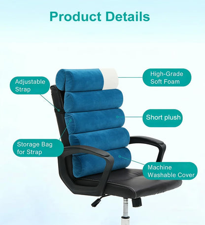Lumbar Support Pillow for Office Chair,Multiple Adjustable | Back Support for Office Chair High Back/Couch/Sitting on Bed,Patented 6 Semi Cylindrical Back Cushion,Short Velvet Cover