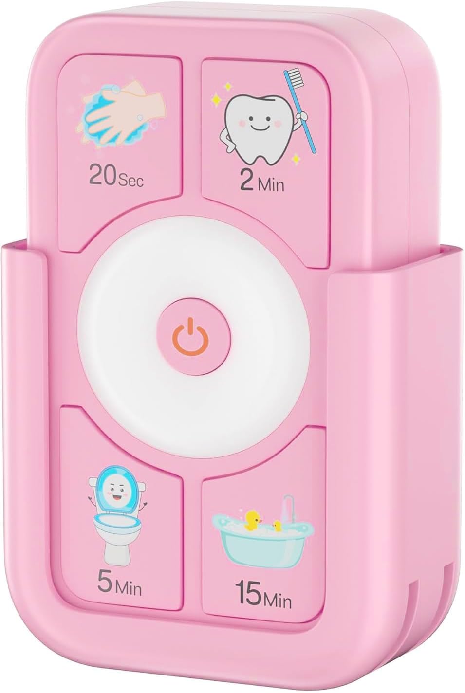 Kids Timer for Tooth Brushing, Washing, Toilet & Shower Pink | 4-in-1 Multi-Function Timer | Time Management Tool | USB-C Rechargeable | Gift for Home Learning | One-Touch Preset Buttons