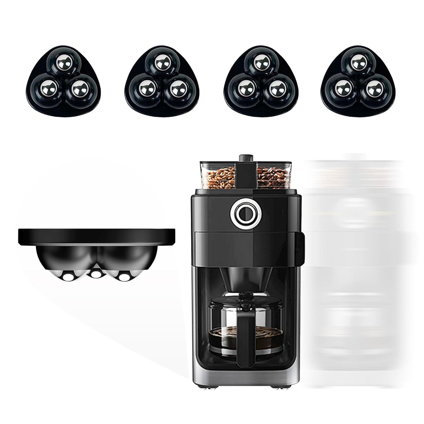 Self Adhesive Appliance Sliders 8 Pack Kitchen & Furniture Rollers | Move Small Appliances Easily 360° Glide No Tools Peel Stick 12lbs Per Wheel