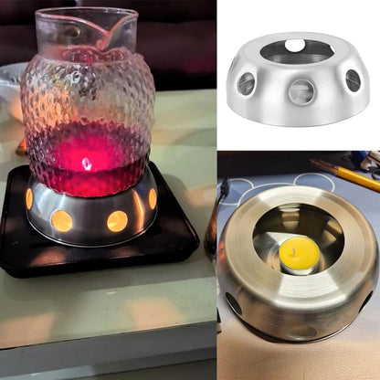 Glass Teapot Warmer Stainless Steel Tea Warmer for Tea Lights Candles Stovetop Safe Borosilicate Tea Pot with Removable Loose Tea Infuser Tea Kettle and Tea Maker Tea Light Candle