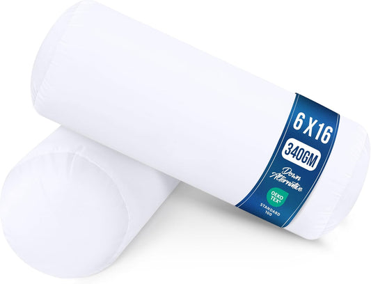 Utopia Bedding Bolster Pillow Inserts, 6x16 Neck Roll Pillow, 2 Pack, White