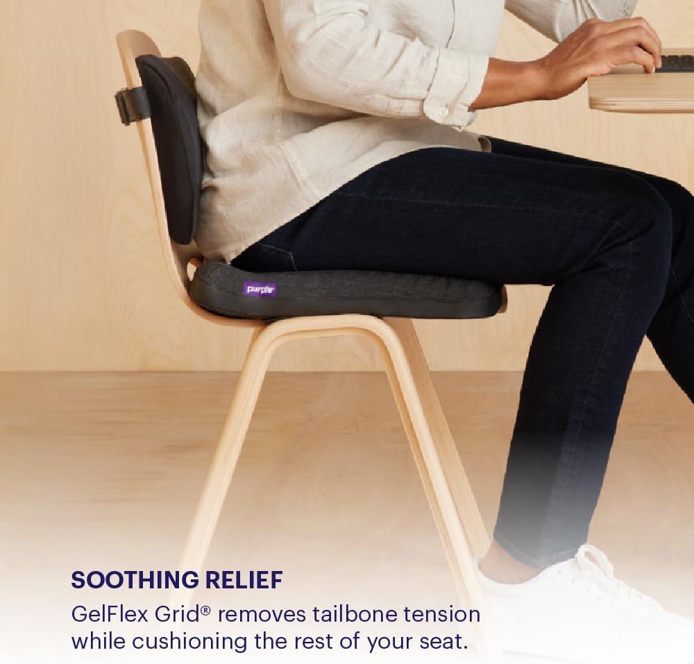Purple Back Cushion, Lumbar Support Pillow for Office Chair, Car Seat