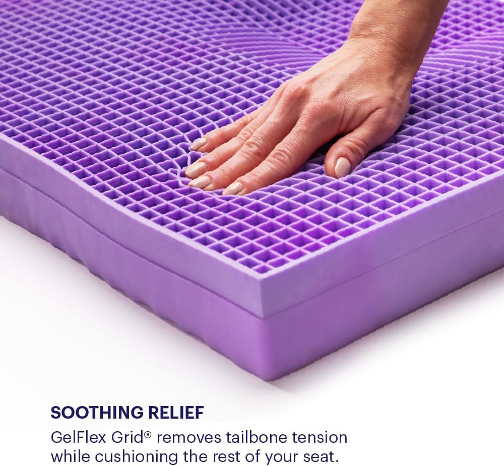 Purple Ultimate Seat Cushion, Large 2.5 Inch Gel Seat Cushion | GelFlex Grid for Office Chair, Gaming, Car - Pressure-Reducing for Long Sitting, Temperature-Neutral, No-Slip - Made in USA