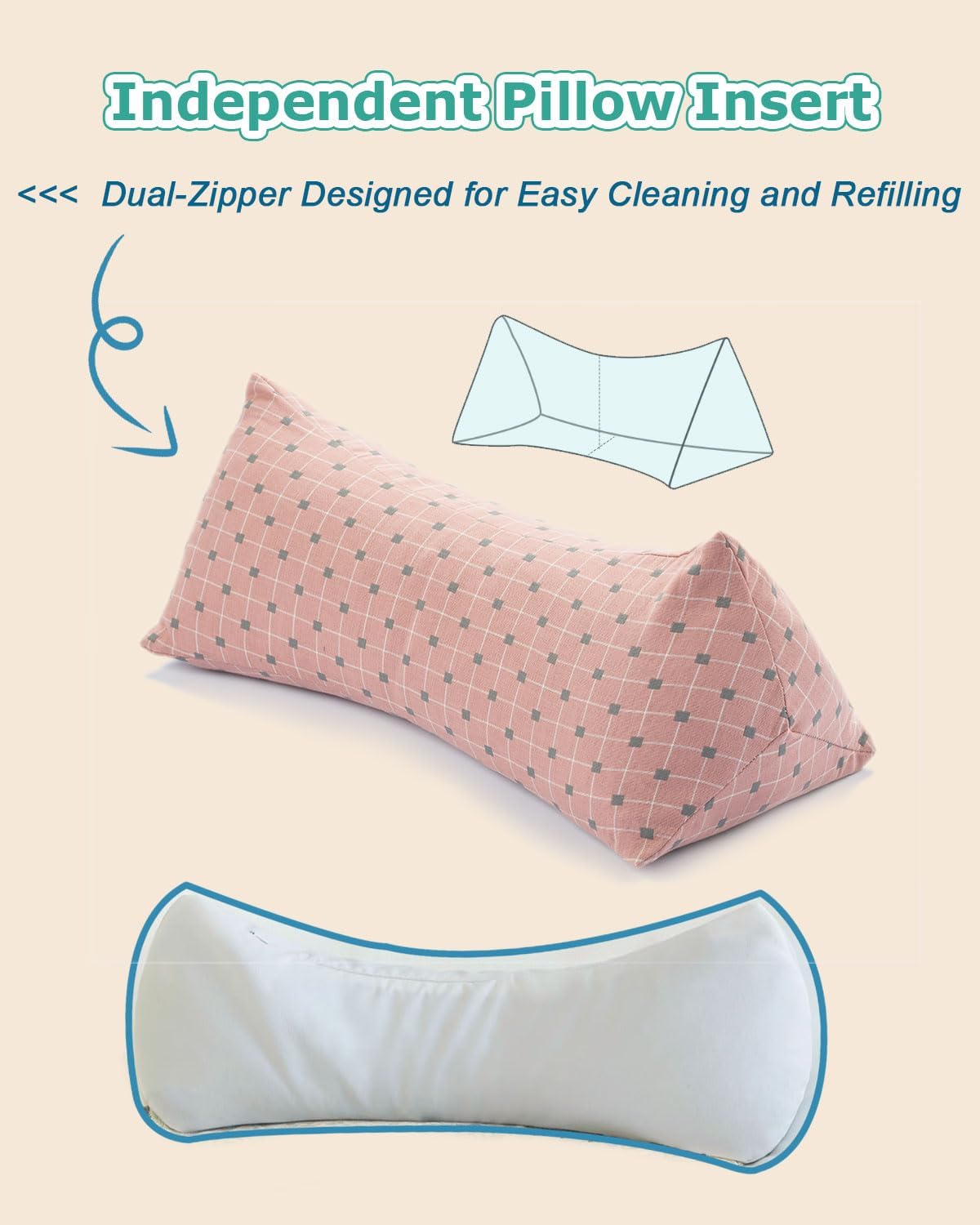 Cervical Buckwheat Neck Roll Pillow for Pain Relief, Firm Neck Support Bolster for Back Sleepers, Washable Cover, Ideal for Office Lunch Break, Blue 15 X 5 Inches