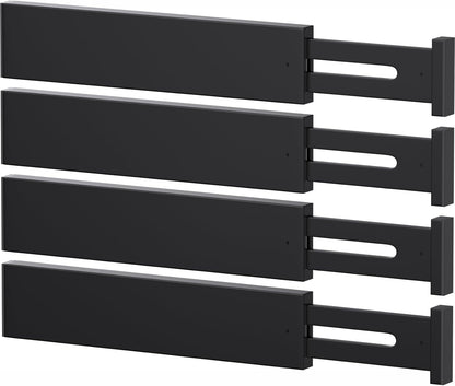 Bamboo Drawer Dividers, Adjustable Drawer Organizers, Fits 12.6–16" Drawers | 2.5" High, 4 Pack Expandable Drawer Separators for Kitchen, Nursery, Dressers & Office Storage, Natural
