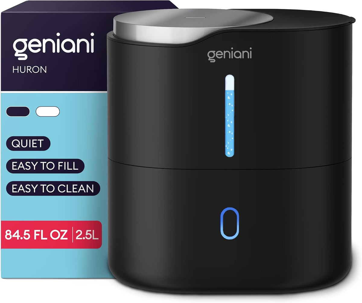 GENIANI Cool Mist Air Humidifiers for Bedroom, Plants, and Large Rooms - Quiet Humidifiers for Baby Room with Auto Shut Off & Night Light (3.9L, White)