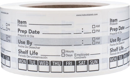Dissolvable Day of The Week Use by Shelf Life Labels, 2 x 3 Inch 500 Adhesive Stickers for Organization, Food Rotation, Meal Prep Stickers Dissolve in Water