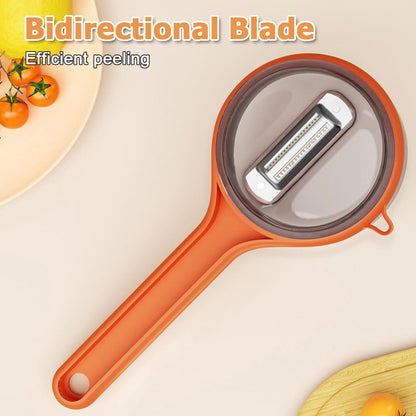 Peeling Knife with Storage Box, Double Sided Vegetable Fruit Peeler, Stainless Steel Blade, Easy to Clean for Cucumber Potato Carrot