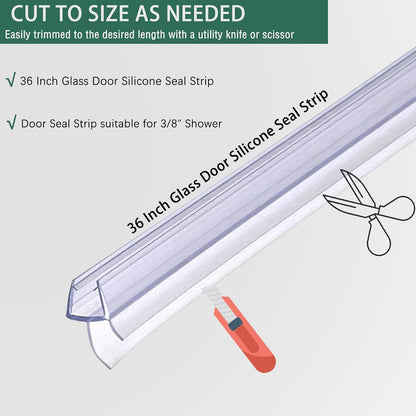 2-Pack 5/16" x 39" Shower Door Bottom Seal Strip, Shower Door Sweep | Frameless Glass Door Seal Strip, Stop Shower Leaks for 5/16" (8mm) Thick Glass