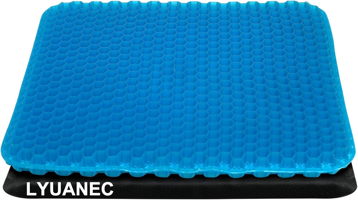 Gel Seat Cushion for Long Sitting - 16.5" x 14.5" x 2.4" (Extra Thick＆Soft)