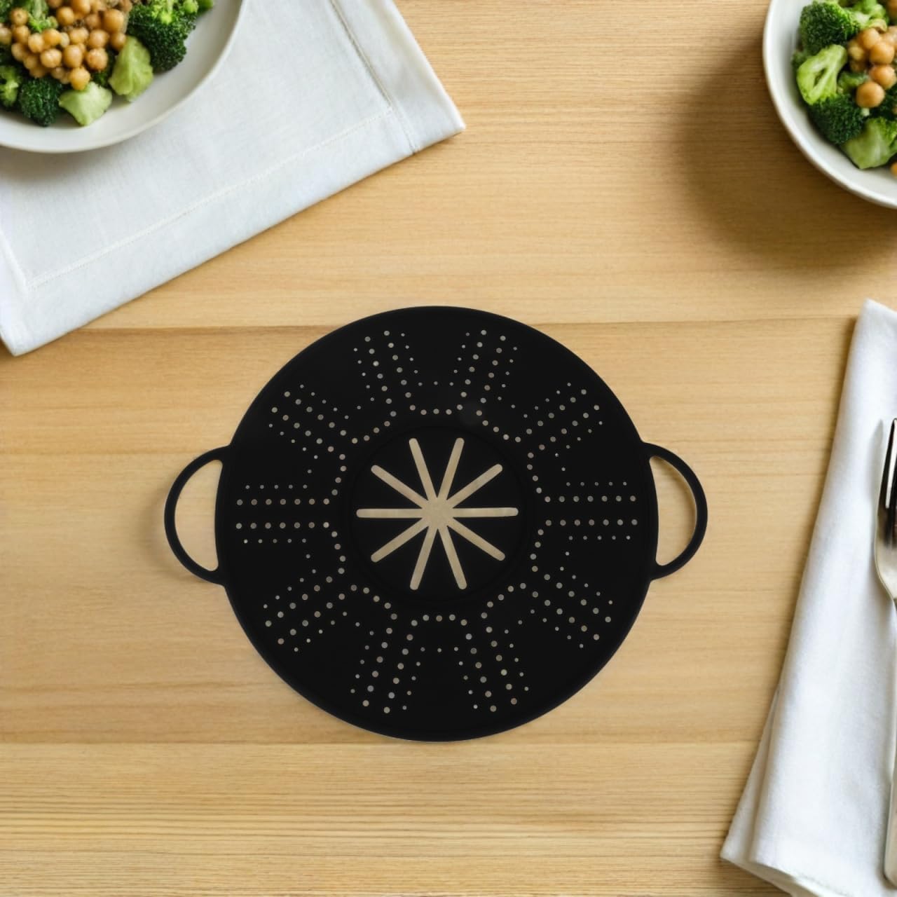 CALLARON Silicone Splatter Screen with Side Handles 13.38 Inch Frying Pan Cover Oil Splash Guard for Frying Pan Cooking Splatter Shield Heat Resistant Kitchen Tool