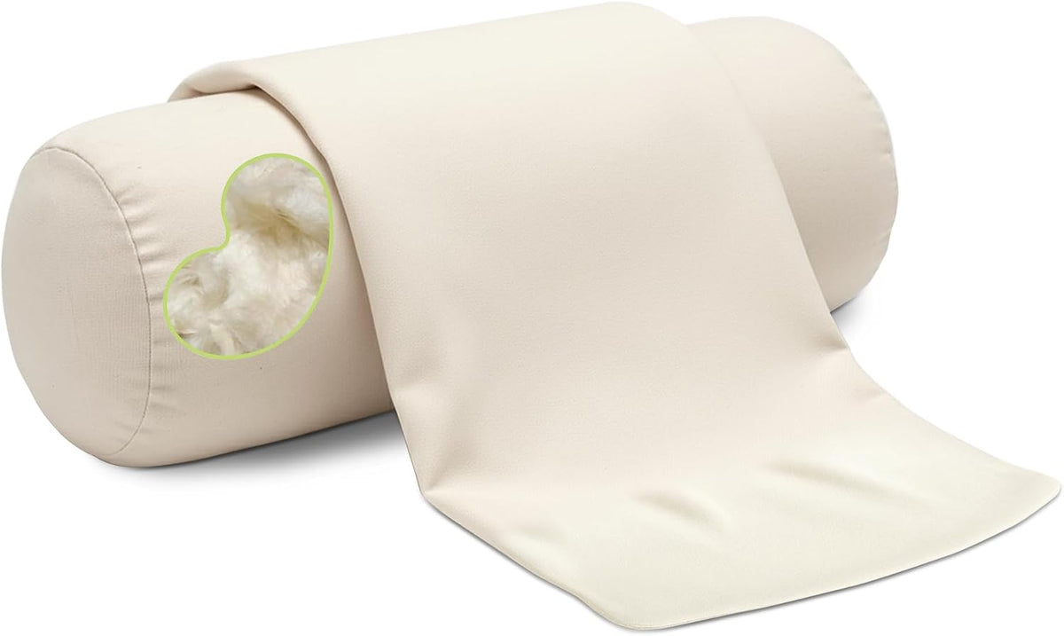 Bean Products Natural Organic Cotton Kapok Neck Roll Pillow 4" Dia x 12"