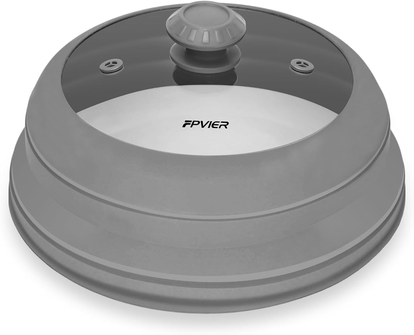 Microwave Splatter Cover, Vented Silicone & Glass Anti-Splatter Lid with Handle, Collapsible Food Plate Cover Fits 6–11 Inch Plates and Bowls (Black, 10.8inch)