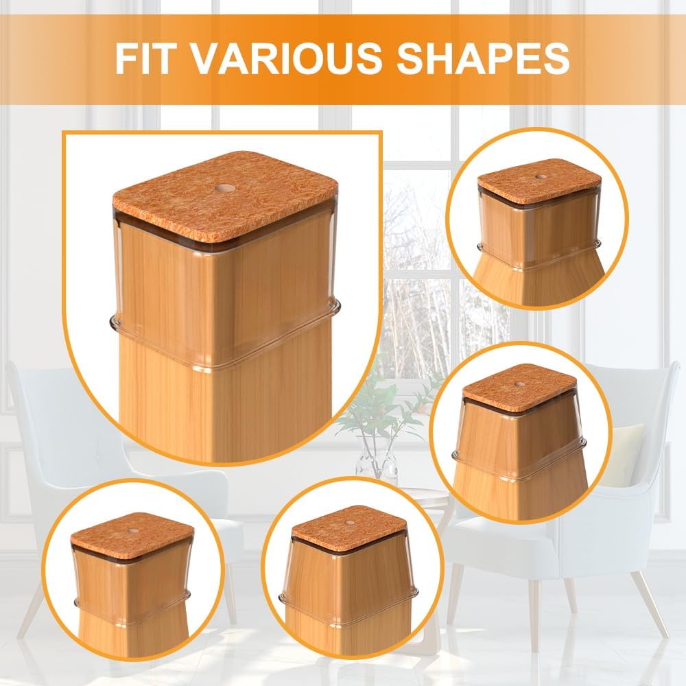 VIUME 24 Pcs Chair Leg Floor Protectors for Hardwood Floors Round | Silicone Covers Felt Pads Furniture Leg Caps Anti-Scratch Reduce Noise Fit (1-5/16" to 2")