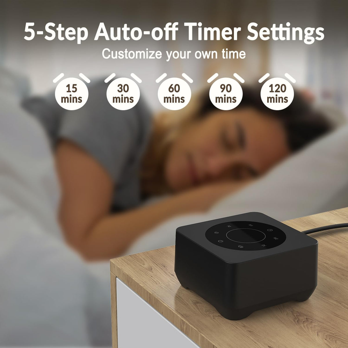 White Noise Sound Machine, Noise Machine for 20 Soothing Sounds, 2 Customizable Shortcut Buttons, Timer, Memory Function, USB-A Cable Included (Battery&Adapter NOT Included)for Baby, Kids&Adult(Black)