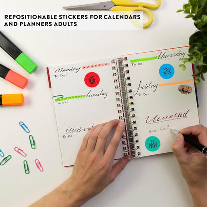 Andaz Press Colorful 7 Days of Week Stickers, Day Week Calendar Stickers for Adults Planner Day Dots Food Labels for Food Containers Date Calendar Planner Stickers Week Day Sticker Labels, 480-Pack