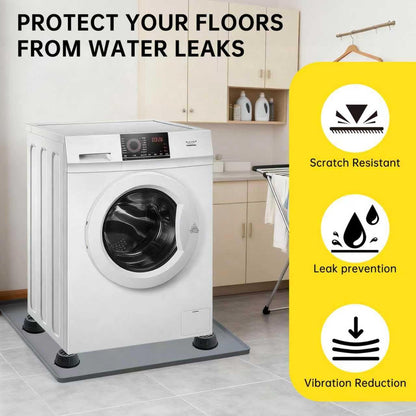 Washing Machine Drain Pan, 27x27 Inch Silicone Mat with Raised Edge | Waterproof Leak Protector Tray for Under Washer and Dryer, Anti-Slip and Foldable Laundry Room Mat