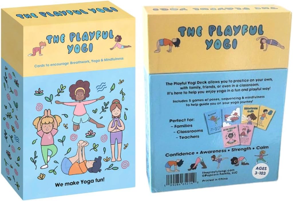 Kids Yoga Card Deck - 55 Large Format Cards for Movement, Mindfulness & Breathing - Perfect for Teachers, Therapists, Families & More - Includes 5 Yoga Games to Play Solo or in a Group - Ages 3-103