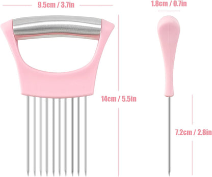 Stainless Steel Onion Holder for Slicing,Onion Slicer Holder,Kitchen Gadget | Green Onion Slicer Holder, Onion Cutter for Slicing of Onions, Tomatoes, Avocados, Eggs and Other Vegetables