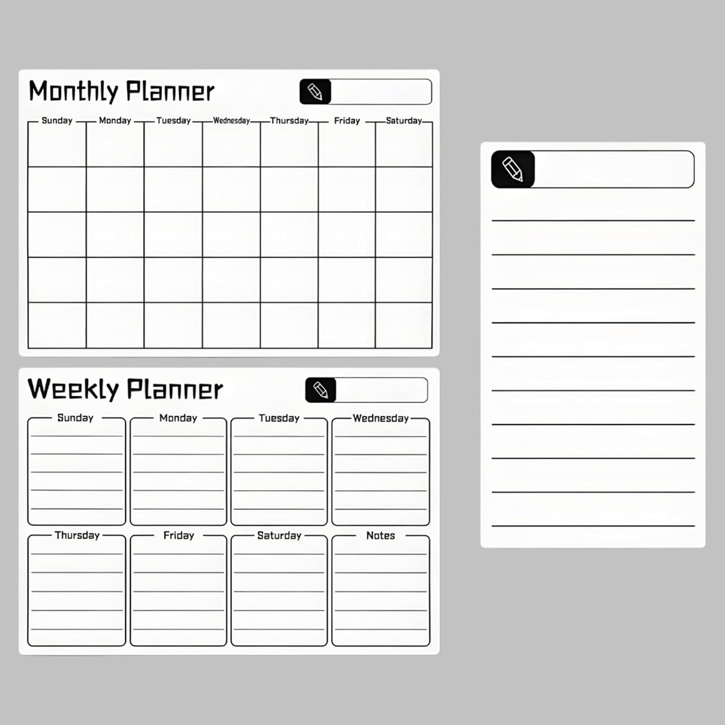 16.7"x12" Magnetic Calendar for Refrigerator,Dry Erase Calendar | 3Pcs,Monthly Weekly Daily Dry Erase Calendar Planner Set,Planning Board for Family & Office