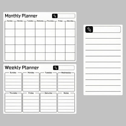 16.7"x12" Magnetic Calendar for Refrigerator,Dry Erase Calendar | 3Pcs,Monthly Weekly Daily Dry Erase Calendar Planner Set,Planning Board for Family & Office