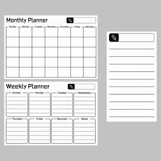 16.7"x12" Magnetic Calendar for Refrigerator,Dry Erase Calendar | 3Pcs,Monthly Weekly Daily Dry Erase Calendar Planner Set,Planning Board for Family & Office