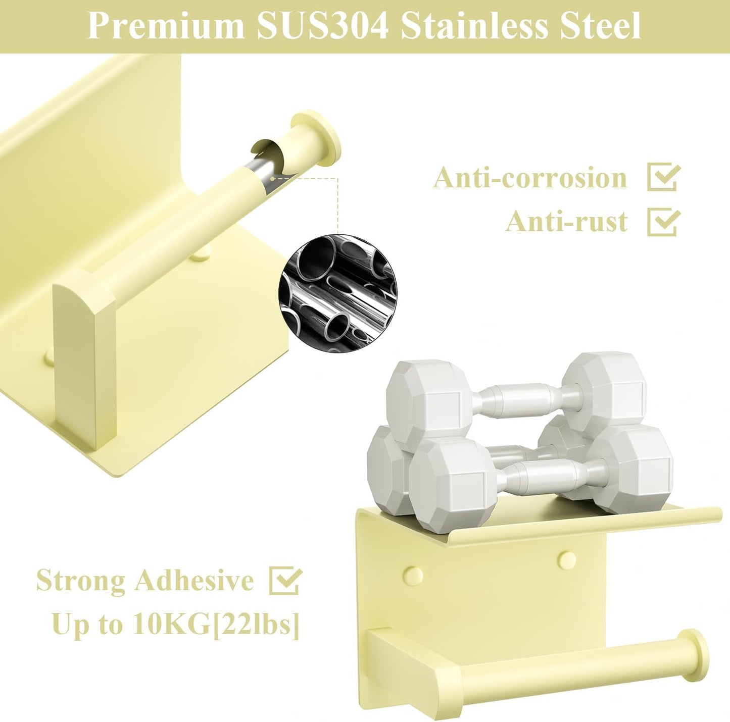 Toilet Paper Holder with Shelf Wall Mounted Toilet Paper Roll Dispenser | Heavy Duty Stainless Steel Brushed Nickel