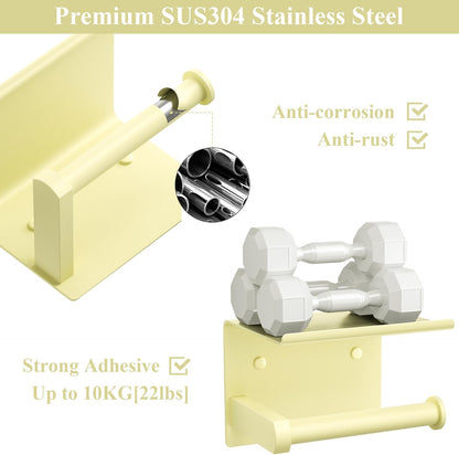 Toilet Paper Holder with Shelf Wall Mounted Toilet Paper Roll Dispenser | Heavy Duty Stainless Steel Brushed Nickel