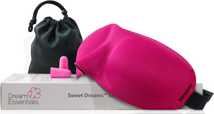 Dream Essentials Sweet Dreams Contoured Sleep Mask Kit, Royal Blue Eye Mask for Sleeping with Travel Pouch, Earplugs, Lash Space, Quick Release Strap, Light Blocking Travel Accessories Gift Set | Royal Blue contoured sleep mask kit with pouch, earplugs,