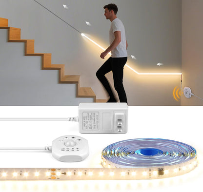 Motion Sensor LED Strip Light Kit 16.4Ft Running Water Flowing | LED Strip Lights Cut&Dimmable, 3000K 24V Motion Activated Flexible Horse Race Tape Light for Room Stair Corridor