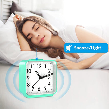 AMIR Analog Silent Non Ticking Small Clock, Travel Analog Alarm Clock