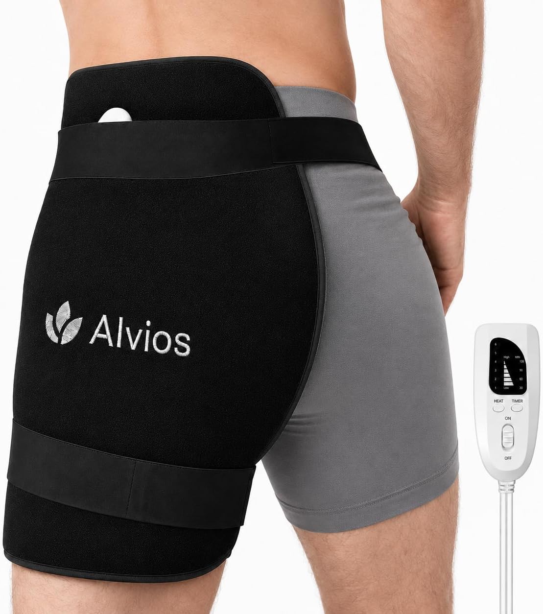 Hip Heating Pad for Hip Brace Sciatica Pain Relief, 16 x 14 in | Wearable Electric Hip Wrap with Adjustable Strap for Lower Back, Thigh & Buttock, 6 Heat Levels, 4 Auto-Off Timers