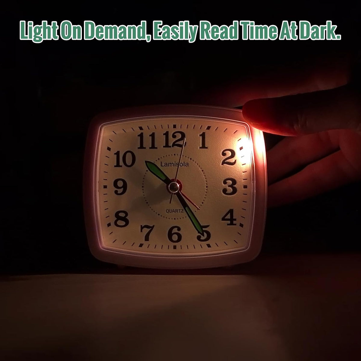 Lamisola Analog Travel Alarm Clock for Bedroom, Small Desk Clock Black