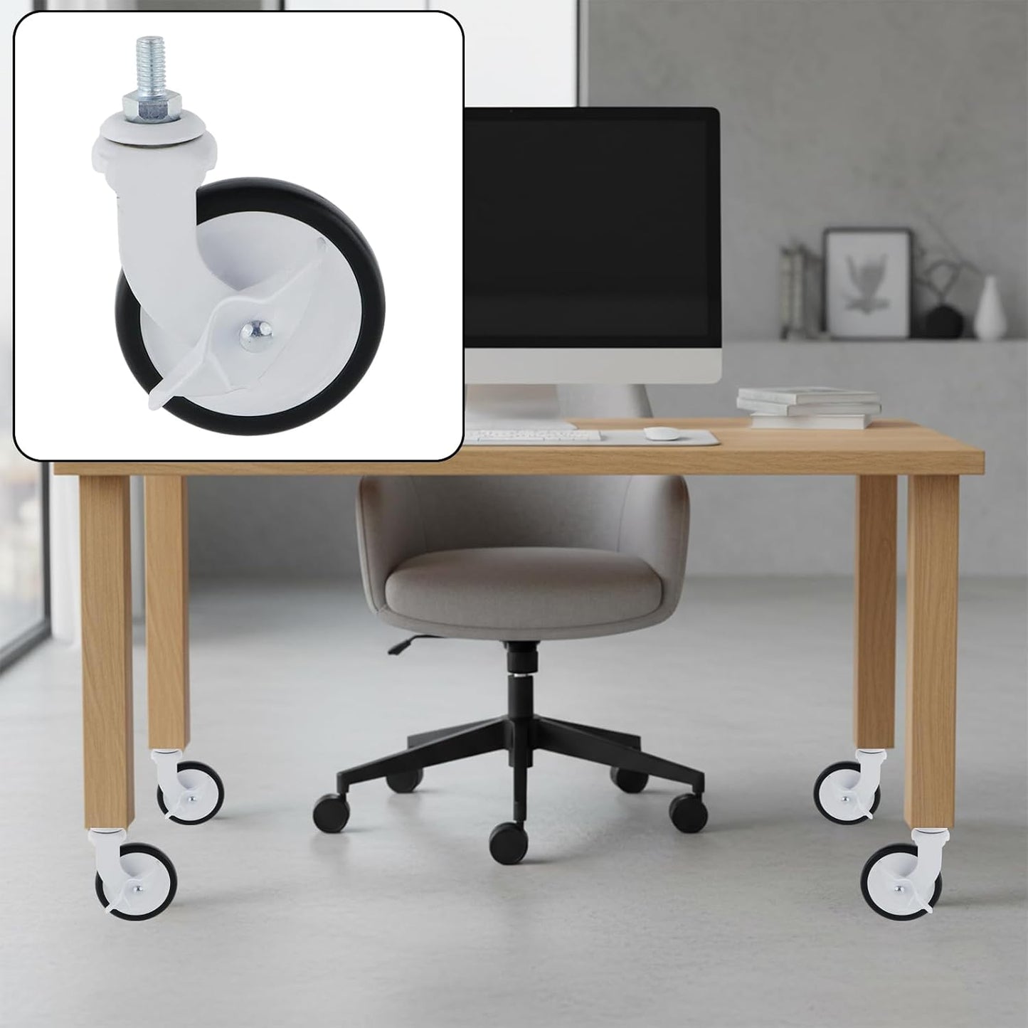 Semetall 4PCS Swivel Caster Wheels Square Cup Furniture Castors (Bronze) | 150kg Load Capacity, with Screws for Piano Feet, Sofa, Table, 1.02 Inch (26mm) Wheels