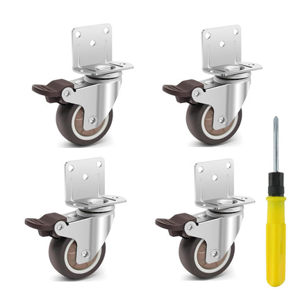 Semetall 4PCS Swivel Caster Wheels Square Cup Furniture Castors (Bronze) | 150kg Load Capacity, with Screws for Piano Feet, Sofa, Table, 1.02 Inch (26mm) Wheels