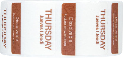 Restaurantware RW Smart 1 Inch x 1 Inch Food Rotation Labels 500 Dissolvable Food Safety Labels - Premium Trilingual Orange Paper Day Of The Week Labels For Food Storage Or Prep Saturday