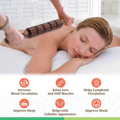 Wooden Cellulite Massager Roller, Wood Therapy Tools for Body Sculpting Handheld Stick Relax Stiff Muscle Massaging Trigger Points Release Lymphatic Muscle Deep Tissue (Model B)