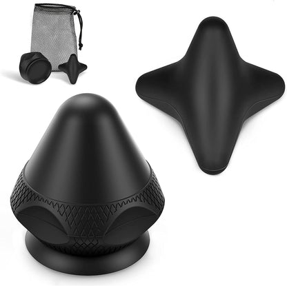 Mountable Massage Ball with Suction Cup, Manual Back Massager Kit for Myofascial Release and Muscle Knot Remover Black