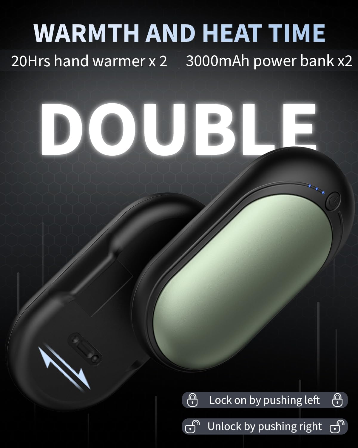 Hand Warmers Rechargeable, KNIFOD 2 Pack 6000mAh Portable Electric Handwarmers, Reusable USB Pocket Heater Great for Raynauds, Hunting, Golf, Camping, Christmas Outdoor, Women Mens Warm Gifts