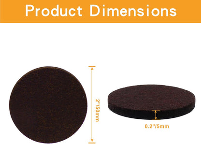 48 Pcs 1-1/2"/38mm Felt Furniture Pads Brown Round | Self Adhesive, 5mm Thick, Anti Scratch Floor Protectors, For Furniture Feet Chair Legs