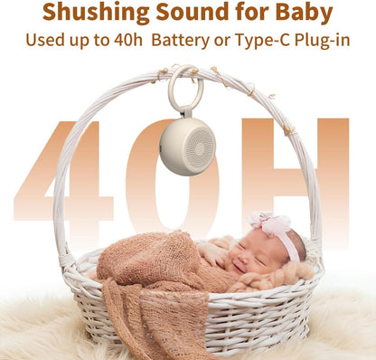 Portable Travel Sound Machine White Noise Machine 40h Battery Brown Noise Machine 30 Soothing Sounds & Hushing Sound for Baby 4 Timers Memory Function 32 Adjustable Volume for Kids Adults Home Office