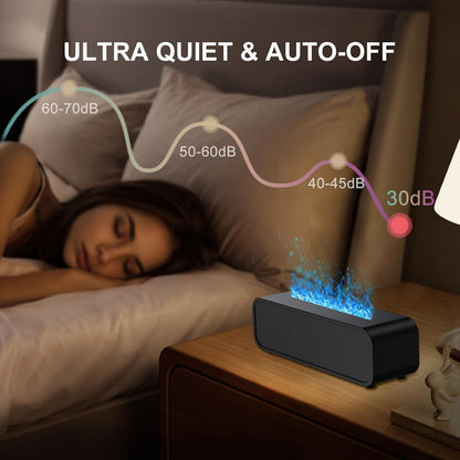 Colorful Flame Fire Diffuser Humidifier, Ultra-Quiet Aroma Essential Oils Aromatherapy Diffusers for Large Room, Bedroom, Office (Timeable, Waterless Auto off-150ml)
