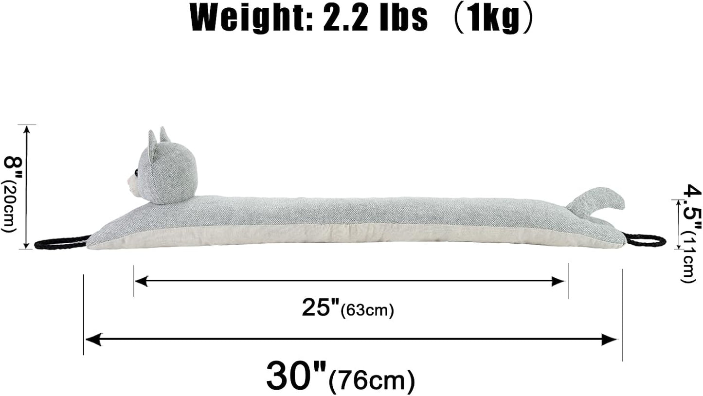 Under Door Draft Stopper Decorative Wind Stopper 36 inch for Door & Window, Weighted Animal Air Draft Stopper for Bottom of Door with Hanging Loops - Brown Dog