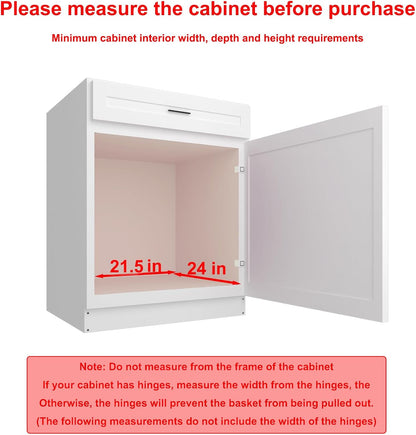 Sikarou Pull Out Cabinet Organizer, Heavy Duty Kitchen Cabinet Pull Out Shelves, Slide Out Wire Basket for Kitchen Cabinets, Bathroom, Pantry, Chrome Finish (11 * 17 in)